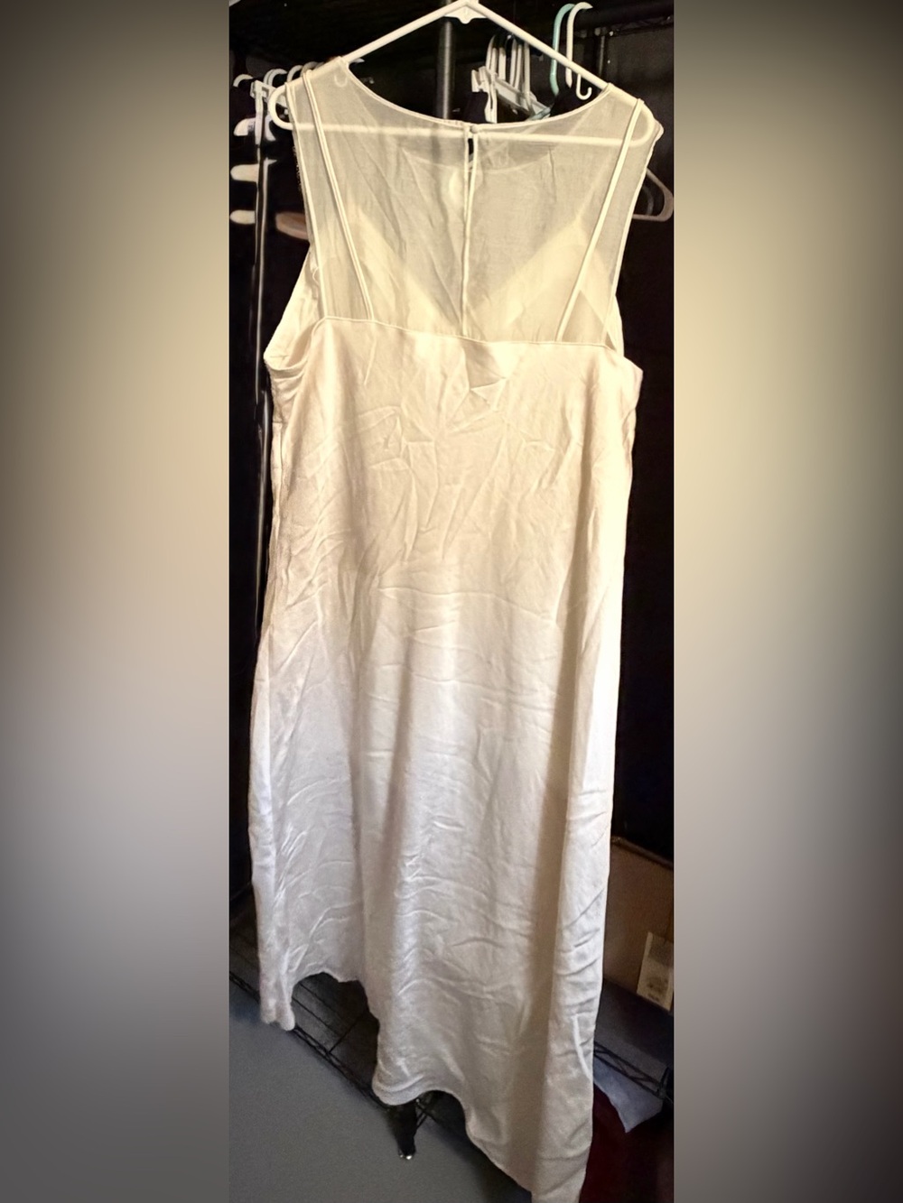 Women’s White Maxi Dress with Sheer Yoke